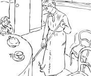 Coloriage La petite servante de Camille Pissarro