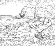 Coloriage La sieste par Vincent Van Gogh