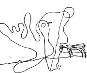 Coloriage La vache spectrale par Salvador Dali
