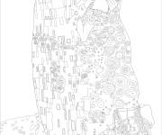 Coloriage Le baiser par l'artiste Gustav klimt