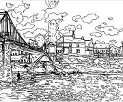 Coloriage Le pont &agrave; Villeneuve la Garenne