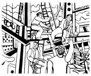 Coloriage Les constructeurs par Fernand leger