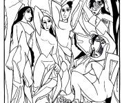 Coloriage Les Demoiselles d'Avignon par Pablo Picasso