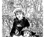 Coloriage Les Deux s&oelig;urs par Pierre-Auguste Renoir