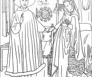 Coloriage Les &eacute;poux Arnolfini de Jan Van Eyck