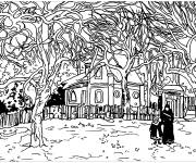 Coloriage Marronniers &agrave; Louveciennes de Camille Pissarro