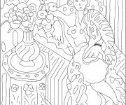 Coloriage Odalisque a la robe persane jaune