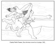 Coloriage Pablo Picasso, Deux femmes courant sur la plage