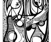 Coloriage Pablo Picasso, Femme au miroir