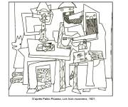 Coloriage Pablo Picasso, Les trois musiciens