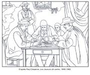 Coloriage Paul C&eacute;zanne, Les Joueurs de cartes 1890-1892