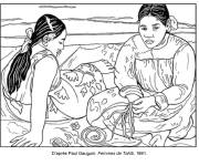 Coloriage Paul Gauguin, Femmes de Tahiti
