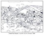 Coloriage Paul Gauguin, Le gardien de porcs