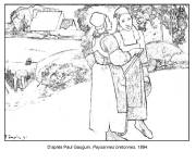 Coloriage Paul Gauguin, Paysannes bretonnes