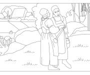 Coloriage Paysannes bretonnes de Paul Gauguin