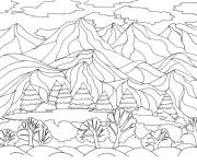 Coloriage Peintre Montagnes de Van Gogh