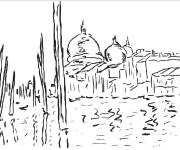 Coloriage Peinture Venise par Claude Monet
