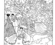Coloriage Portrait c&eacute;l&egrave;bre Femme dans le jardin