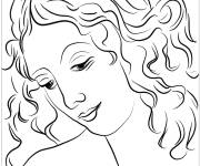 Coloriage Portrait d'une femme de L&eacute;onard de Vince