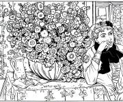 Coloriage Posant avec des fleurs