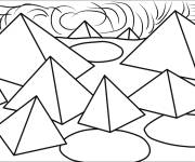 Coloriage Pyramides et Nuages par Alexander Calder pour adulte