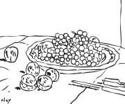 Coloriage Raisins et noix sur une table par Alfred Sisley