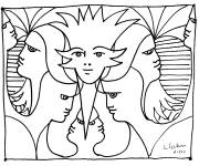 Coloriage Tableau c&eacute;l&egrave;bre Foule de visages