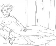 Coloriage Tableau c&eacute;l&egrave;bre Olympia by Manet