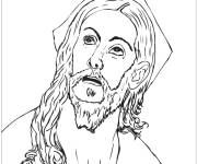 Coloriage Tableau c&eacute;l&egrave;bre T&ecirc;te du Christ par El Greco