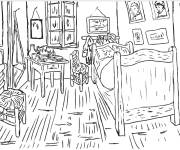 Coloriage Tableau Chambre &agrave; Arles de Vincent Van Gogh