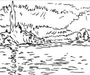 Coloriage Tableau Cr&eacute;puscule de San Giorgio de Claude Monet