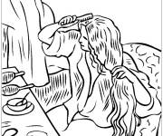 Coloriage Tableau d'Edgar Degas, Femme &agrave; sa toilette