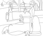 Coloriage et dessins gratuit Tableau Dame en promenade à imprimer