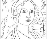 Coloriage Tableau de Ginevra Benci par L&eacute;onard de Vinci