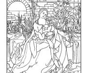Coloriage Tableau de madone avec Iris