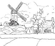 Coloriage et dessins gratuit Tableau de Moulin à imprimer