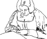Coloriage Tableau Femme de couture