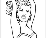 Coloriage Tableau Fille au ballon par Roy Lichtenstein