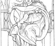 Coloriage Tableau Fille de Rome