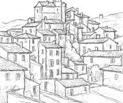 Coloriage Tableau Gardanne de Paul C&eacute;zanne