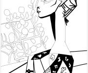 Coloriage Tableau jacqueline avec des fleurs par Picasso