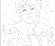 Coloriage Tableau Jeanne Samary en robe d&eacute;collet&eacute;e