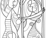 Coloriage Tableau Jeune fille devant un miroir de Pablo Picasso