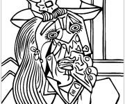Coloriage Tableau La femme qui pleure au mouchoir