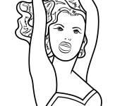 Coloriage Tableau La fille &agrave; la balle de Roy Lichtenstein