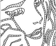 Coloriage Tableau La fille qui pleure de Roy Lichtenstein