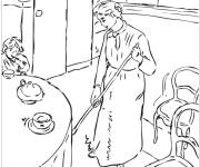 Coloriage Tableau La petite fille de la campagne par Camille Pissarro