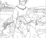 Coloriage Tableau la prairie de Rapha&euml;l Madone