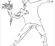 Coloriage Tableau Lanceur de fleurs par Banksy