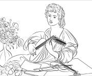 Coloriage Tableau Le joueur de luth du Caravage